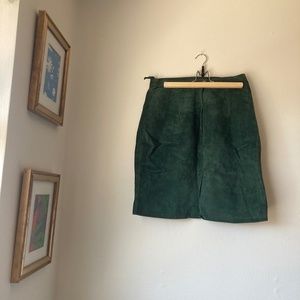 Rock Creek Vintage Suede Leather Mini Skirt (Emerald Green)